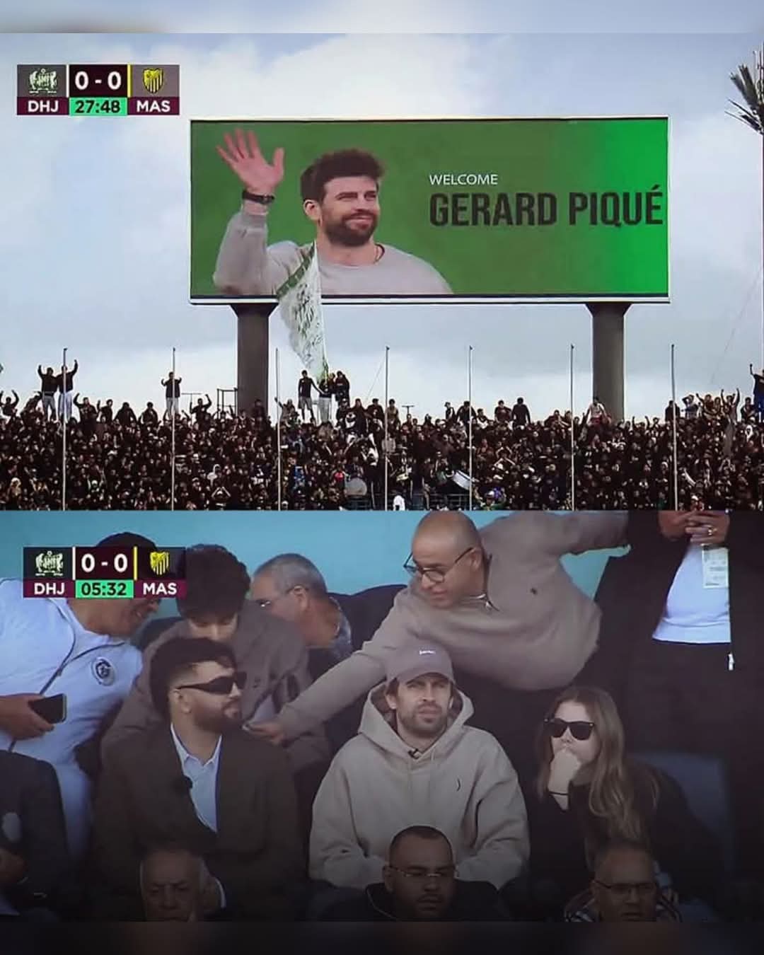 جيرارد بيكيه يحضر مباراة الدفاع الحسني الجديدي والمغرب الفاسي بدعوة من الستريمر إلياس المالكي