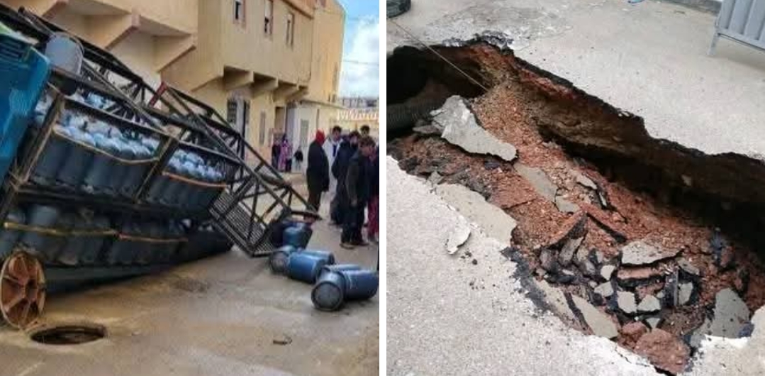 الأرض تبتلع شاحنة لنقل قنينات الغاز بتازة ومطالب بمنع دخول الشاحنات إلى التجمعات السكانية